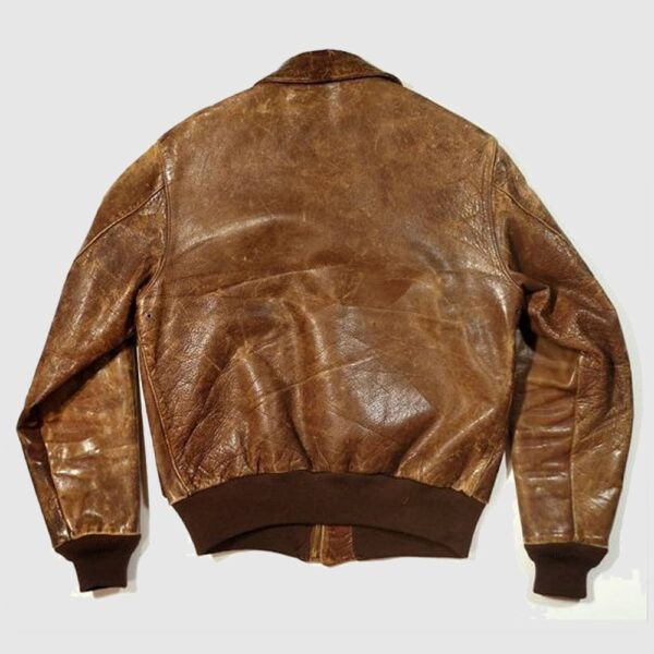 A2 vintage military men leather jacket distressed brown real cowhide leather winter coat