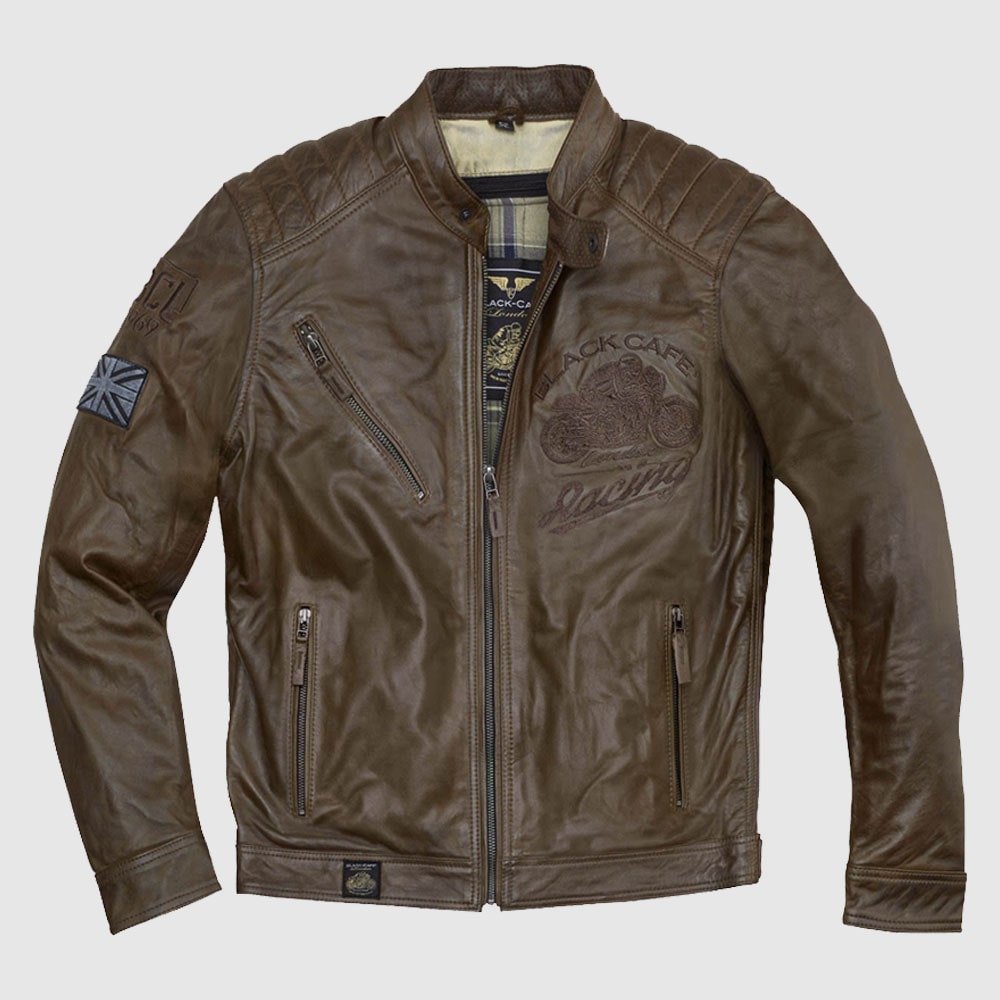 Black Cafe London Houston Motorcycle Leather Jacket