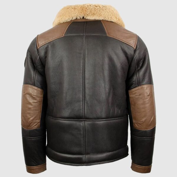 CHOCOLATE SHEEPSKIN LEATHER BOMBER JACKET