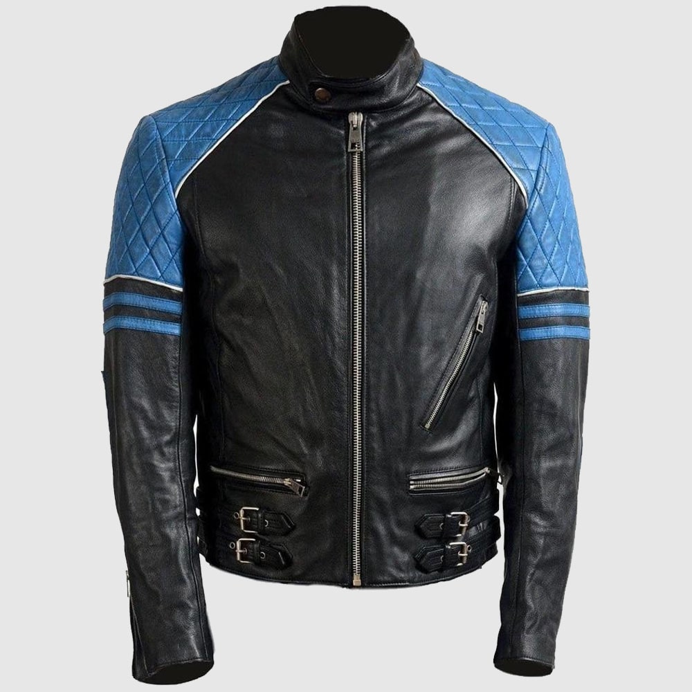 Motorbike Leather Jacket Men Slim Fit Leather Jacket