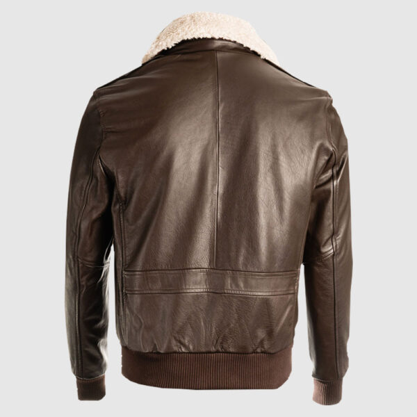 Men Brown Pilot Bomber Shearling Jacket