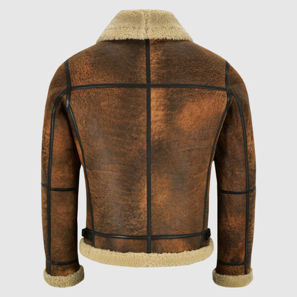 Men Distressed Brown Shearling Jacket