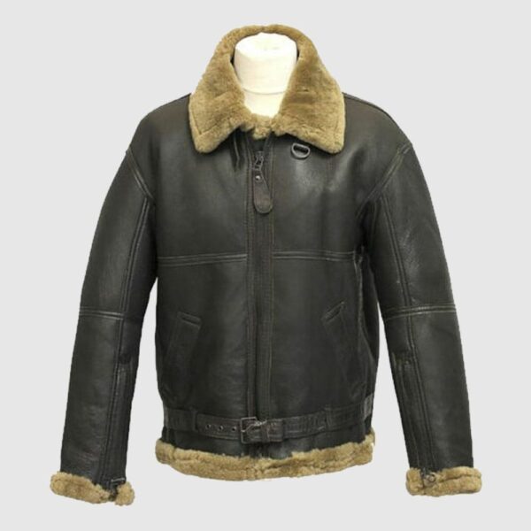 Real Sheepskin Shearling Black Leather Jacket