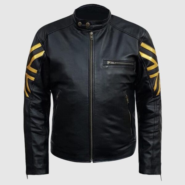 Black Gold UK Flag Leather Jacket