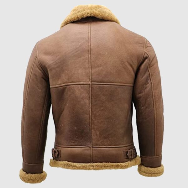 Men Brown B3 Shearling Sheepskin WW-2 Bomber Leather Flying Aviator Jacket