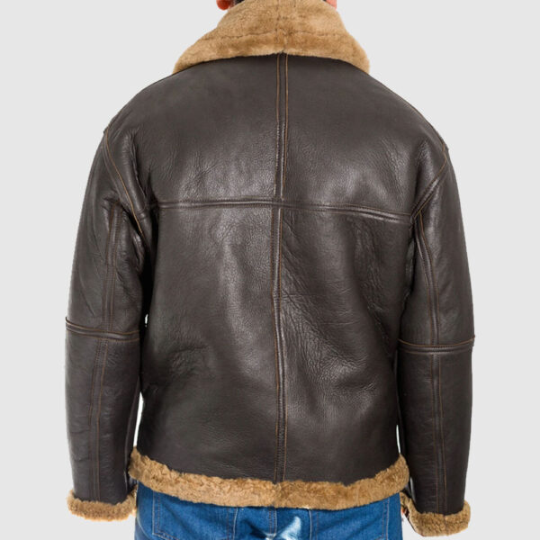 Mens brown leather aviator B3 ginger shearling sheepskin WW2 RAF flying jacket