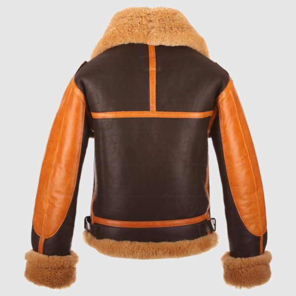 RAF Mens B3 Brown Sheepskin Bomber Shearling Two Tone Style Real Leather Jacket