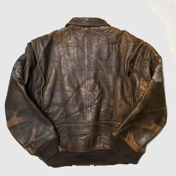 Vintage Style 80s Top Gun Military Flight Bomber Distressed Brown Thick Genuine Leather Jacket