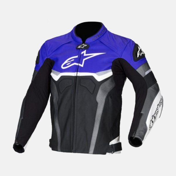 Alpinestars Blue Croes Celer Leather Motorcycle Jacket