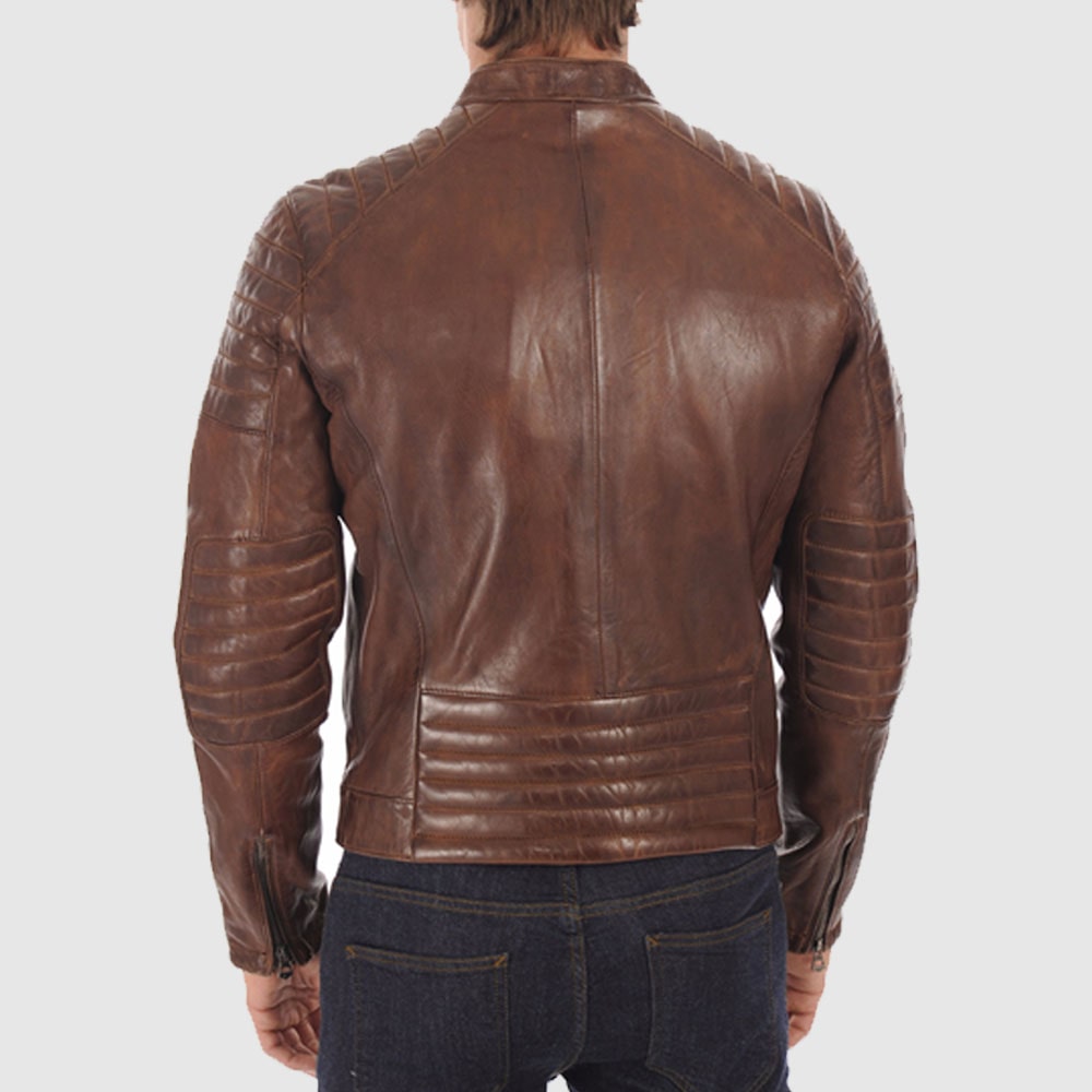 Amazing Brown Biker Leather Jacket For Men