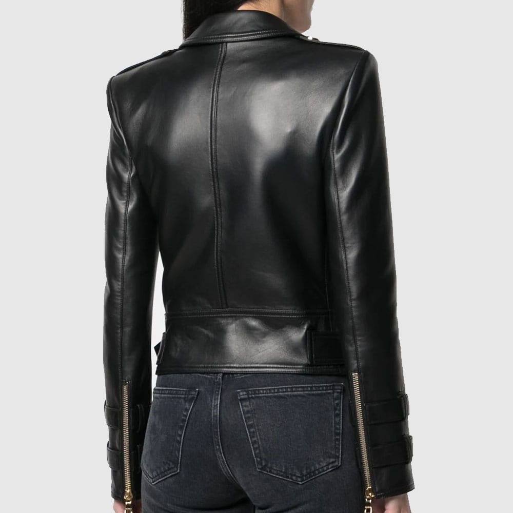 Balmain black women leather jacket