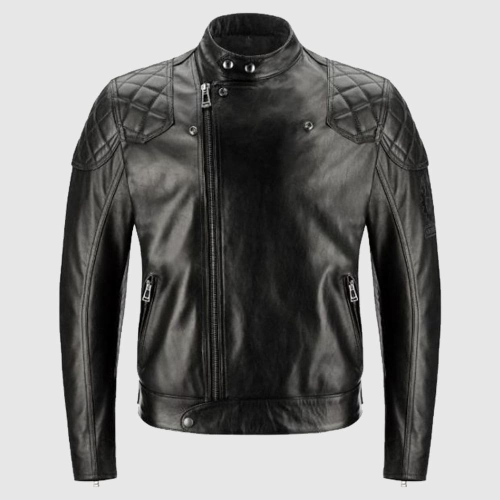 Leather motorcycle jacket, biker leather jacket. black leather jacket