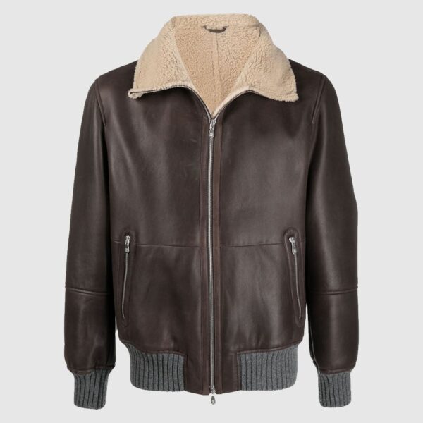 Brunello Cucinelli Aviator Leather Jacket