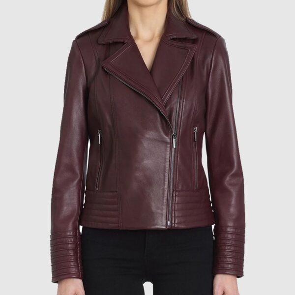 Gia Collared Leather Jacket For Women, women biker leather jacket