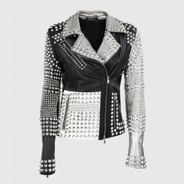 Studded Pure Leather Zippered Gothic Jacket