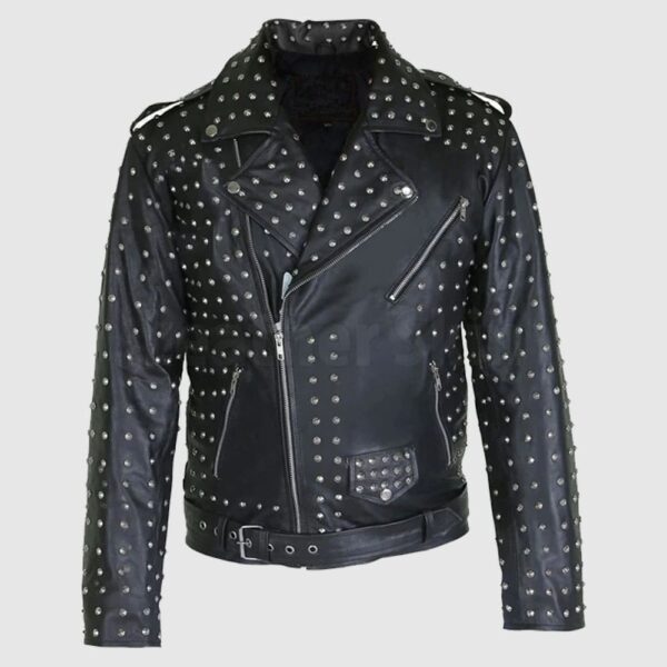 Marlon Black Brando Genuine Studded Leather Jacket