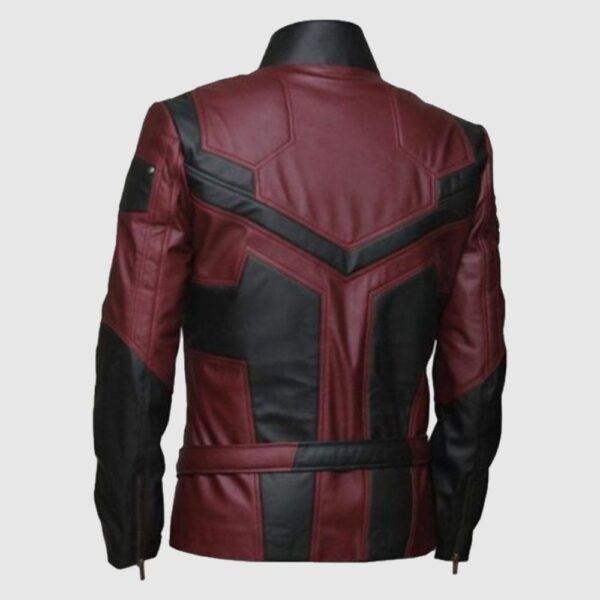 Men Charlie Cox Daredevil Costume Leather Jacket Maroon Black Contrast