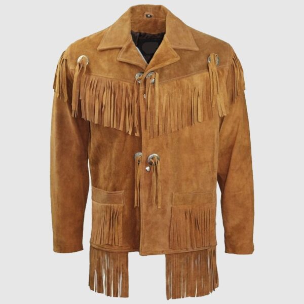 Men Cowboy Genuine Suede Western Jacket Cowboy Leather Jacket With Fringe