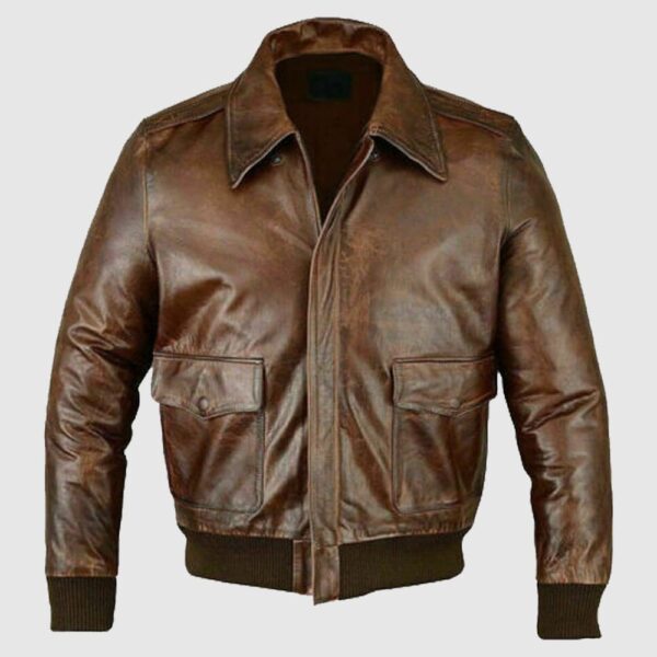 Bomber Distressed Cafe Racer Leather Jacket Motorcycle Bikers