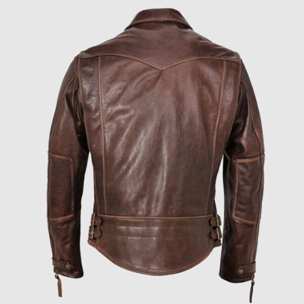 Men Antique Brown Leather Jacket. Brown Fashion Biker Leather Jacket