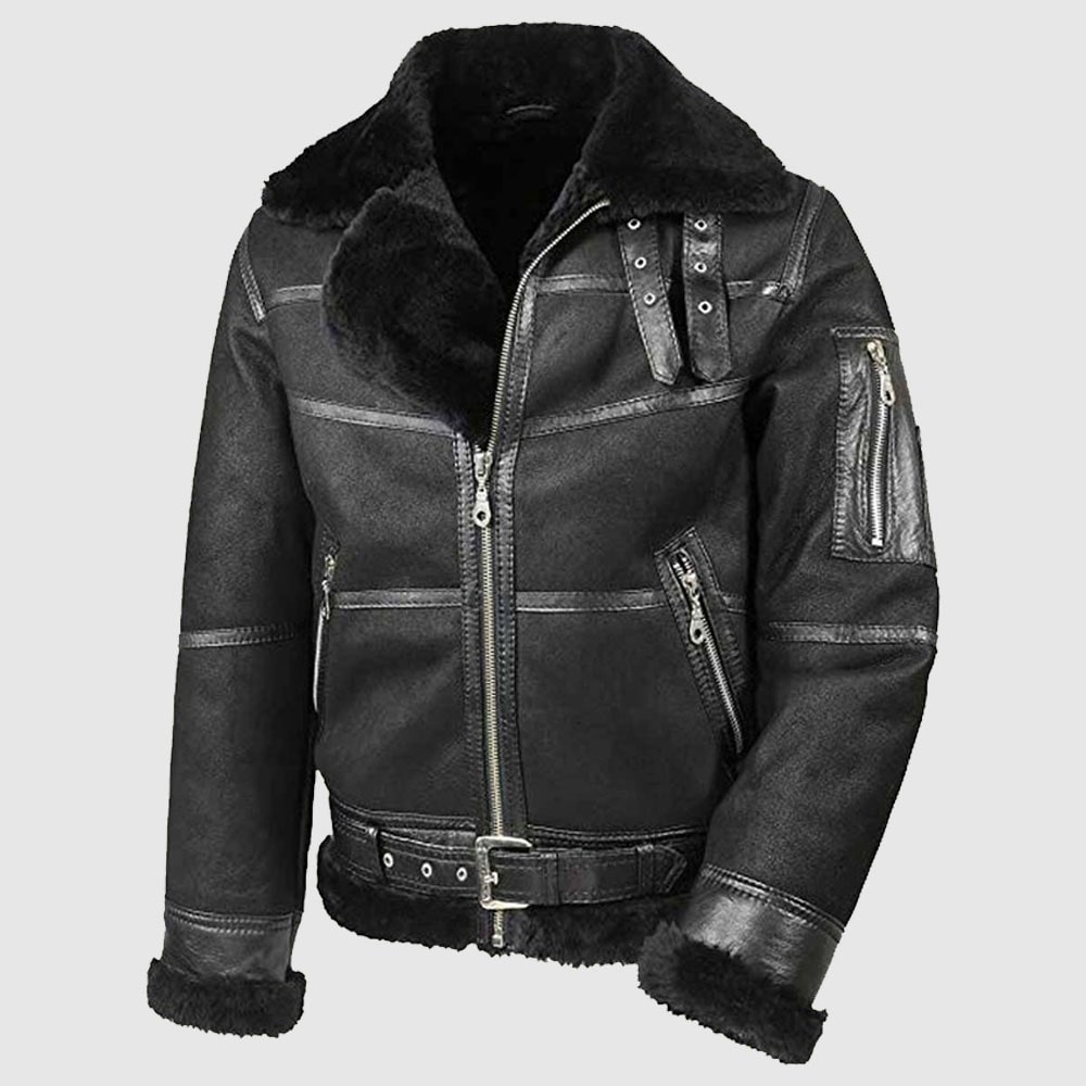 Black Leather Aviator jacket