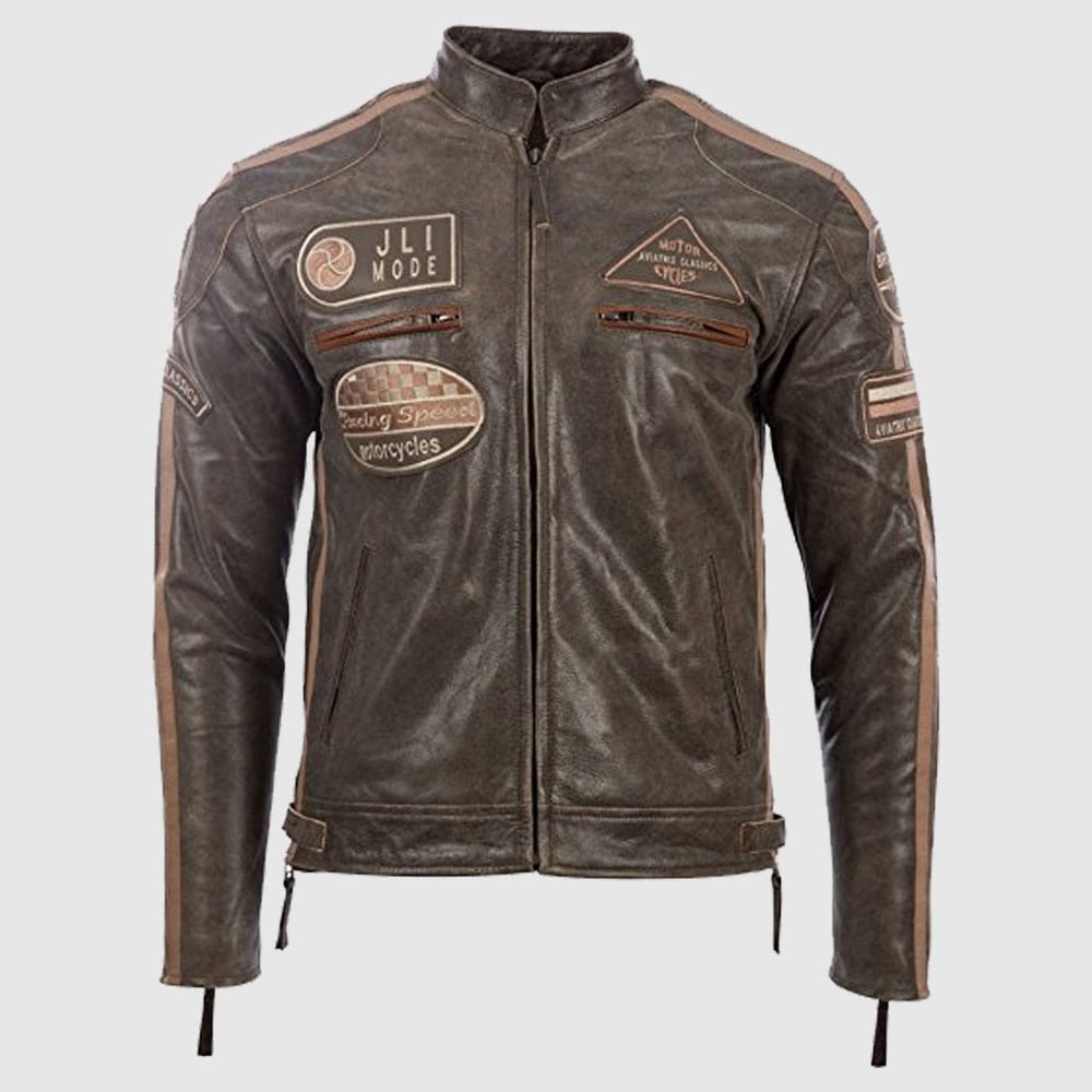 Racing Biker Style Leather Jacket