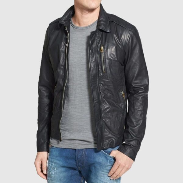 Black Jacket Men Motorcycle Leather Jacket