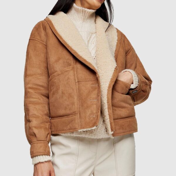 Nutty Brown Faux Shearling Leather, women sheepskin jacket