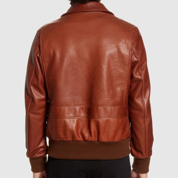 Pebble Texture Leather Bomber Jacket For Men-back