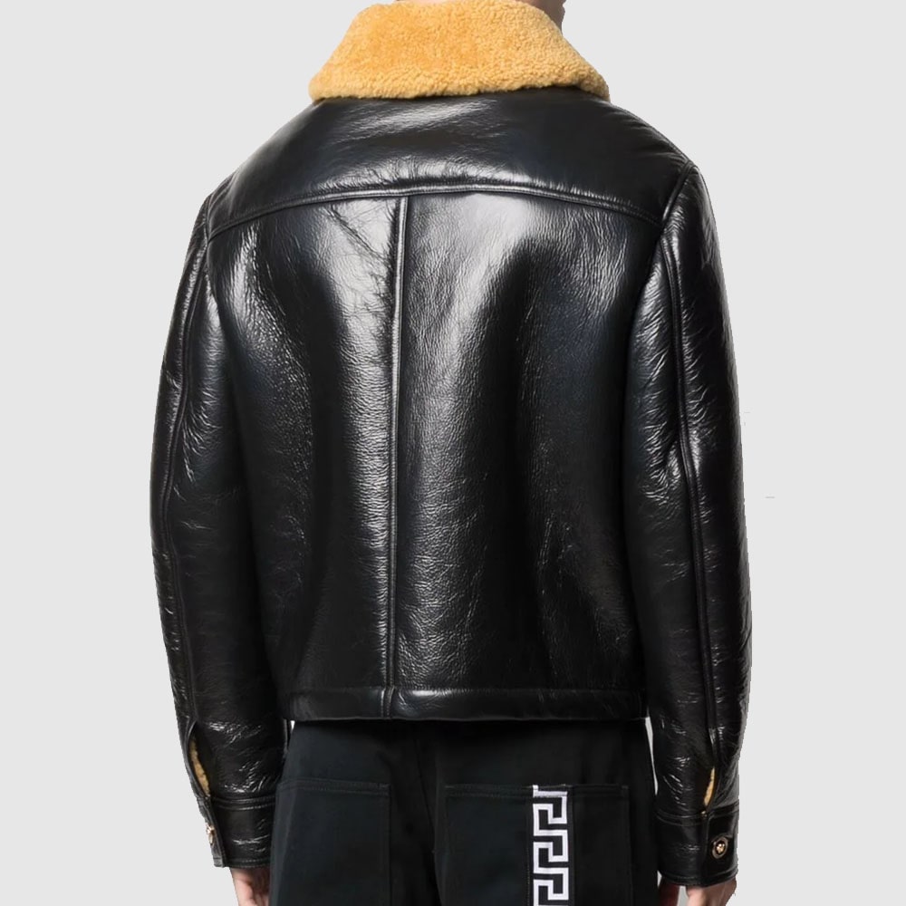 Versace shearling collar aviator jacket shearling collar aviator jacket