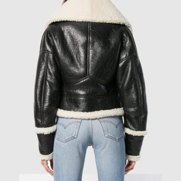 Black Long Collar Shearling Jacket