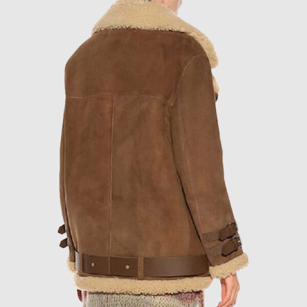 Women Brown Suede Shearling jacket , sheepskin leather jacket
