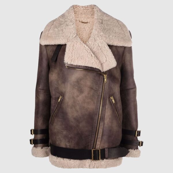 Women Sheepskin Oversized Collar Jacket, best shearling leather jacket coat