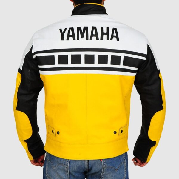 Yellow White Biker Leather Jacket