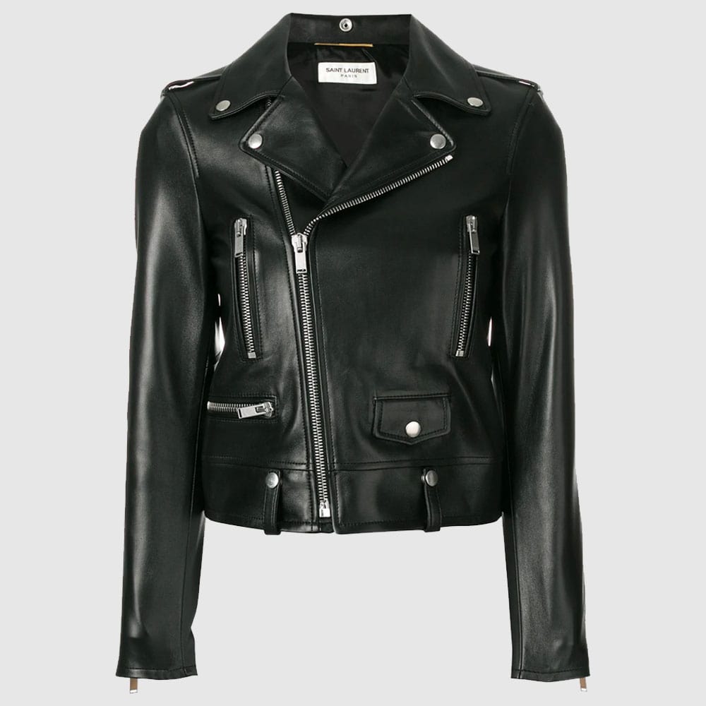 zip up leather biker jacket
