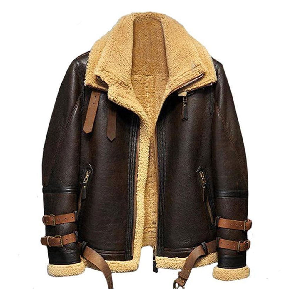 men aviator leather jacket , shearling leather jacket