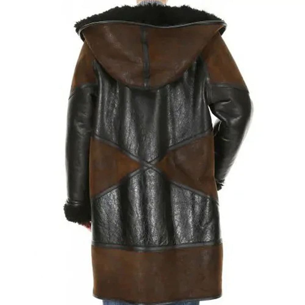 Women Two Tone Lamb Fur Hooded Coat