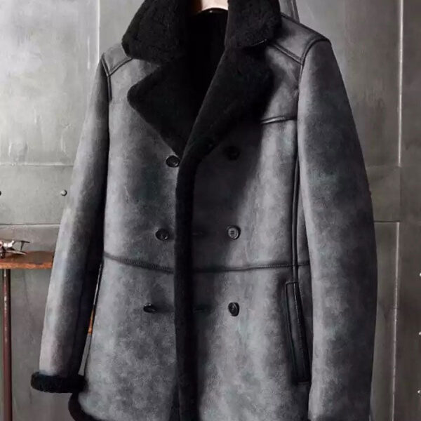 B3 Shearling Long Coat Overcoat B3 Hunting Jacket Side