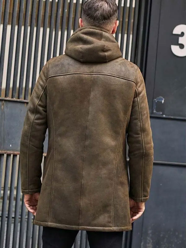 Jacket Long Trench Coat Removable Hooded Fur Outwear Warmest Winter Overcoat back