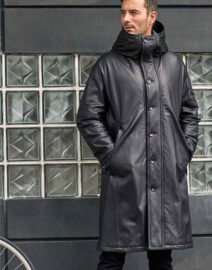 Leather Down Jacket Long Winter Overcoat Warm Oversize Outwear