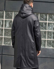 Leather Down Jacket Long Winter Overcoat Warm Oversize Outwear back