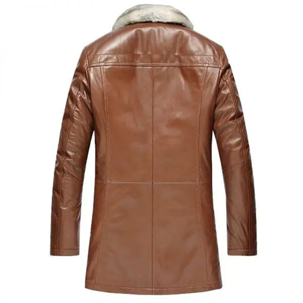 Liner Lambskin Coat 100% Genuine Leather Sheepskin Jacket Long Outerwear back