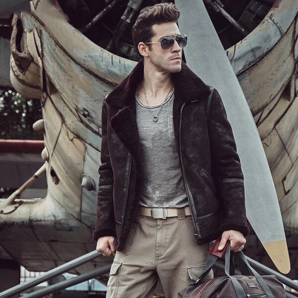 Load image into Gallery viewer, Men's Shearling Leather Jacket Dark Brown B3 Jacket Original Flying Jacket Men's Fur Coat Aviation Leathercraft Pilots Coat Load image into Gallery viewer, Men B3 Sheepskin Brown Shearling Leather Jacket Load image into Gallery viewer, Men B3 Sheepskin Brown Shearling Leather Jacket | Men Sheepskin Jacket Men B3 Sheepskin Brown Shearling Leather Jacket