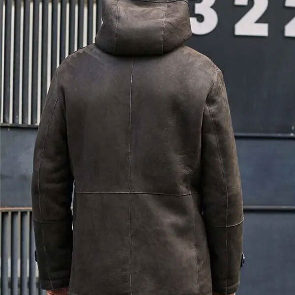 Mink Fur Coat Warm Winter Overcoat Oversize Parkas Hooded Black Leather Outwear back