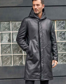 Overcoat Warm Down Jacket Black Leather Parkas Oversize Winter Outwear