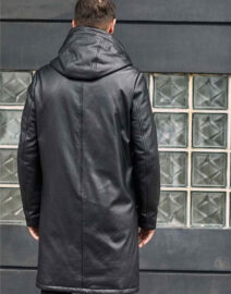 Overcoat Warm Down Jacket Black Leather Parkas Oversize Winter Outwear back