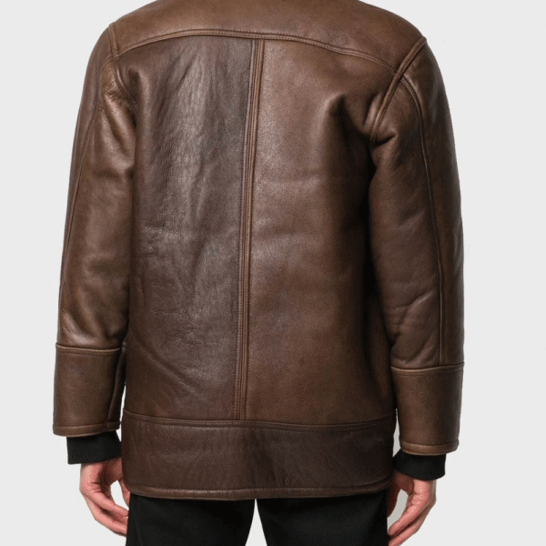 Vintage Brown Leather Shearling Jacket Back