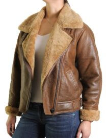 Brown Leather Sheepskin Shearling Jacket
