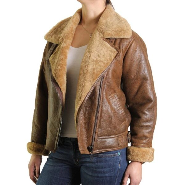 Brown Leather Sheepskin Shearling Jacket