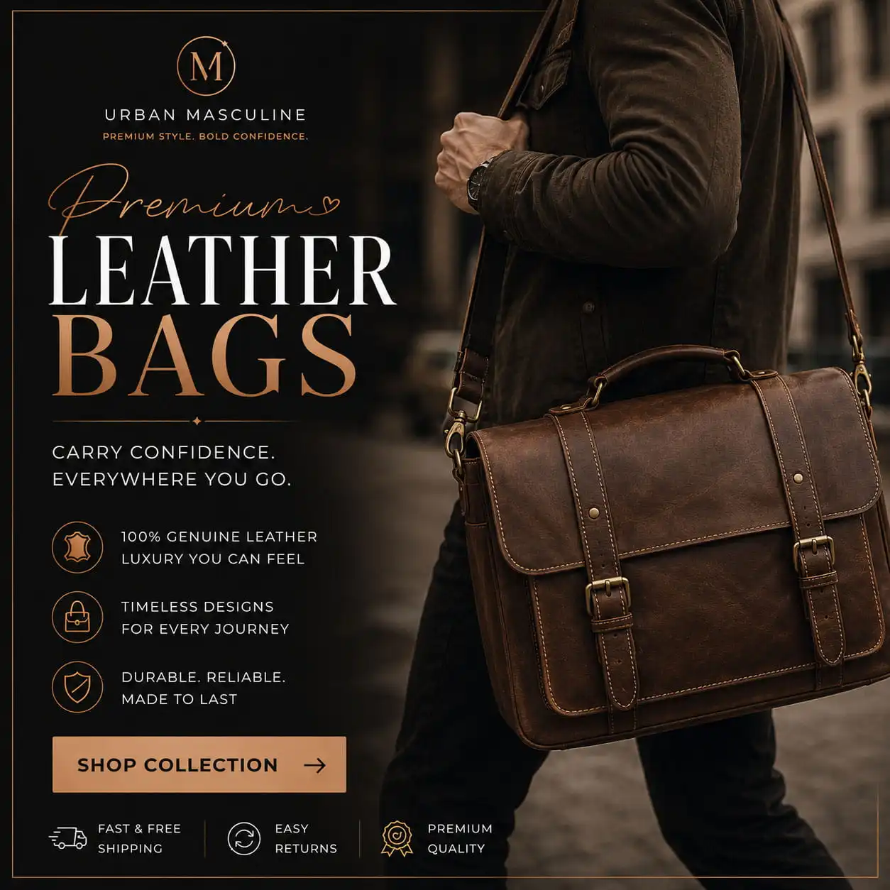 Leather bags collection banner